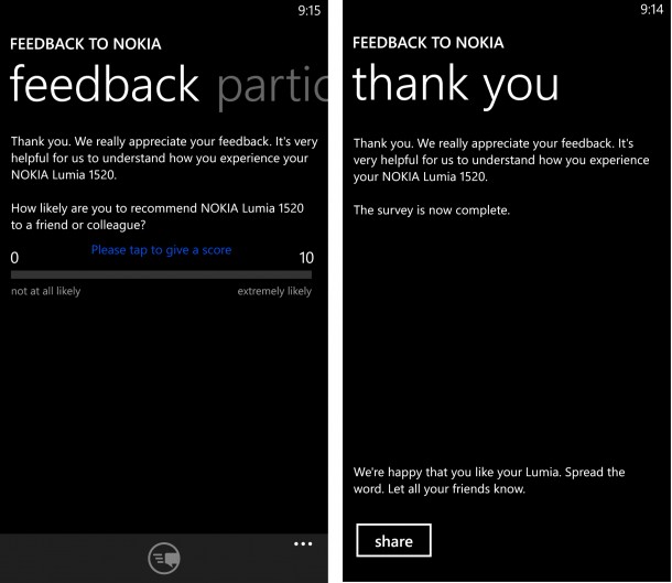 Feedback to Nokia