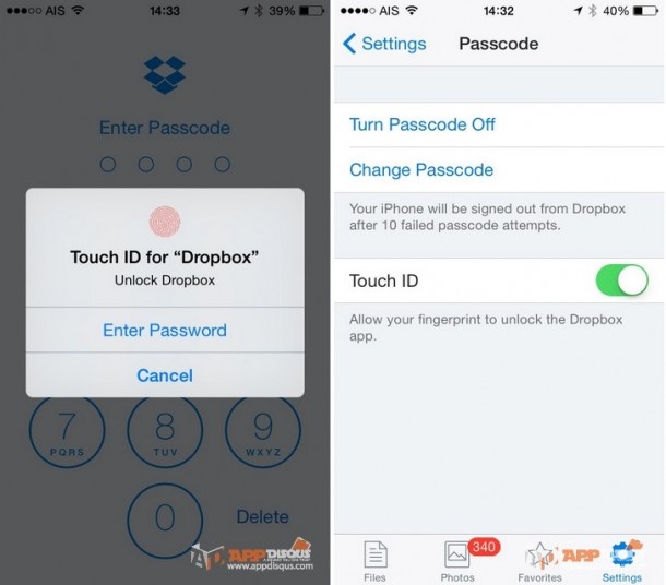 Dropbox touchID