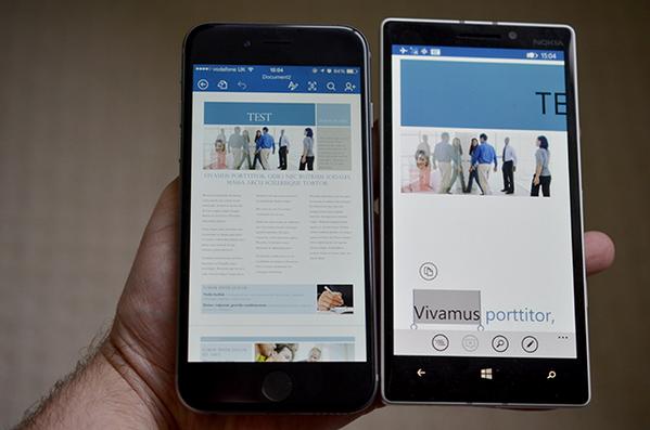 Microsoft Office iOS vs Windows phone