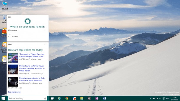 Cortana on Windows 10