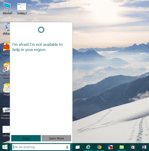 Cortana unavailable