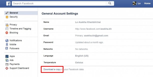 download and backup data of facebook account  (7)