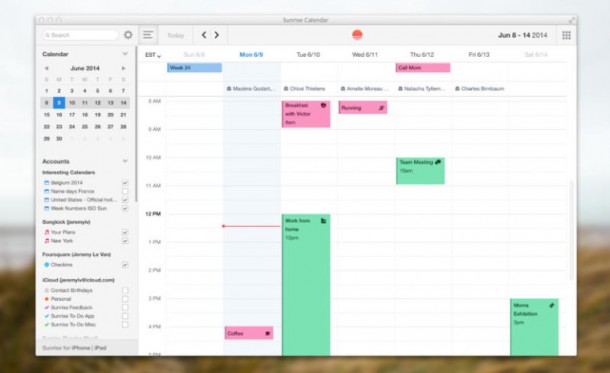 Sunrise Calendar เวอร์ชั่นบน Mac