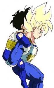 Goku carrying Gohan