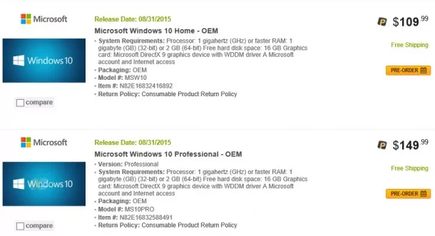 Windows 10 price