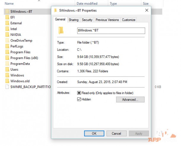Windows 10 hidden files