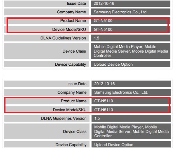 GT N5100 and GT N5110 DLNA Certification | Galaxy Note | <!--:TH-->!!!Galaxy NOTE 7นิ้ว กำลังจะมา?<!--:-->