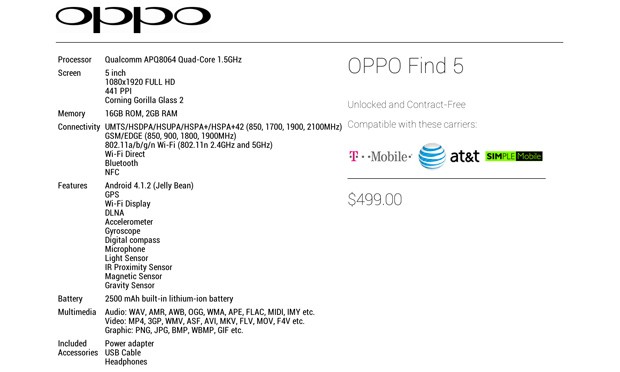 oppo find 5 us 13546951321 | Find 5 | <!--:TH--></noscript>!!!โผล่เอกสาร OPPO Find5 แจ้งรายละเอียดราคาและเสปค ยืนยันความถูกและแรงตามข่าว