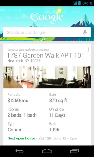 <!--:TH-->!!!Google Now อัพเดทเพิ่ม เติม Widget สารพัดประโยชน์ไว้แต่งหน้าจอ และแจ้งเรทติ้งหนังดัง<!--:--> 1 Google Now ZillowListing | Android 4.1 | <!--:TH-->!!!Google Now อัพเดทเพิ่ม เติม Widget สารพัดประโยชน์ไว้แต่งหน้าจอ และแจ้งเรทติ้งหนังดัง<!--:-->