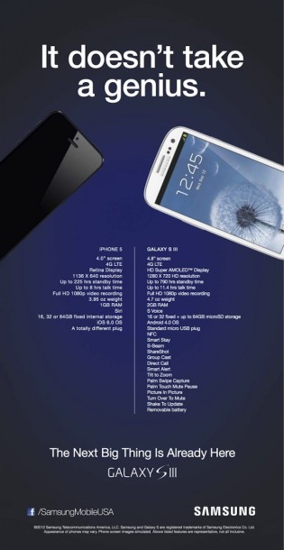 iPhone 5 VS Galaxy S 3 Print Ads