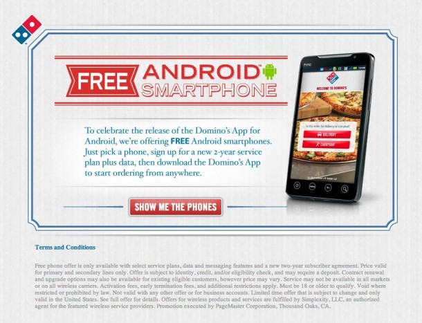 free android phone from dominos