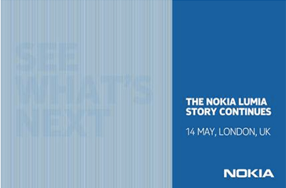 ขยับแล้ว Nokia ส่งจาดหมายเชิญสื่อมาร่วมงาน the Nokia Lumia story continues วันที่ 14 พฤษภา ในลอนดอน