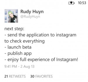 rudy confirmed instagram request for his app