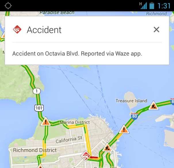 waze incident main | map | <!--:TH--></noscript>Google Map บนAndroid ปล่อยอัพเดทแบบบอกสถานการณ์บนถนนแบบ Real time