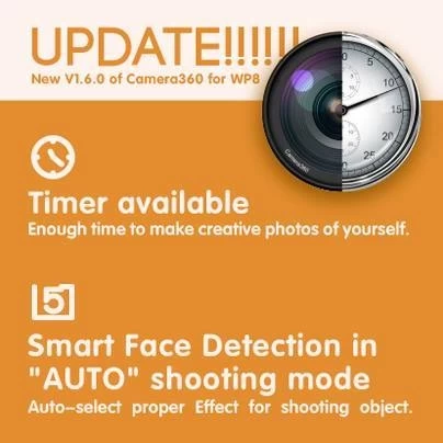 camera360 update 1.6.0.0 | Camera360 | <!--:TH--></noscript>Camera360 สำหรับ Windows phone 8 มีอัพเดทใหม่เพิ่มคุณสมบัติการตั้งเวลา (Timing) และการเรียกดูข้อมูล EXIF ของภาพ