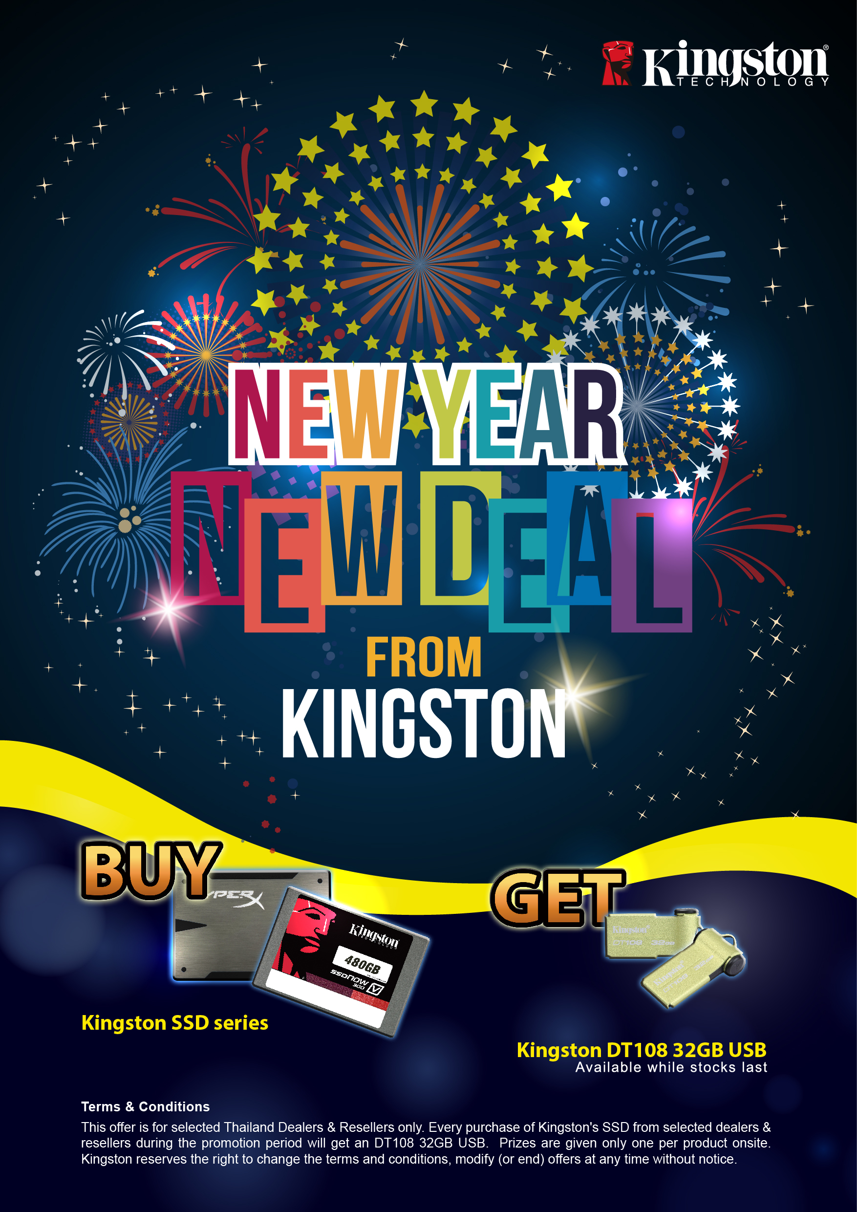 TH Buy SSD Get USB promotion poster | Kingston | คิงส์ตัน! มอบข้อเสนอเร้าใจ เลือกซื้อ SSD รุ่นใดก็ได้ รับแฟลชไดรฟ์ขนาด 32GB ฟรีทันที