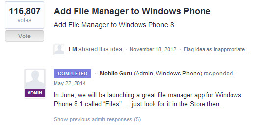 Files for Windows phone 8.1