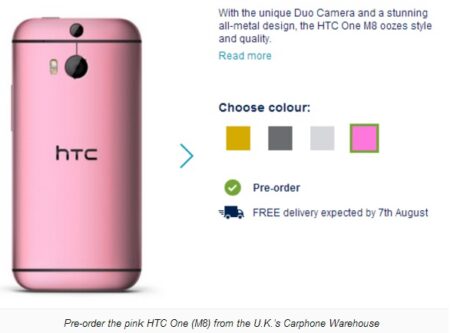 ถ้าจอง HTC One (M8) สีชมพูจะแถม Dot View case ไปเลยฟรีๆ