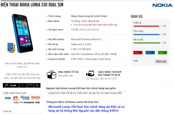 Lumia 530 info leaked