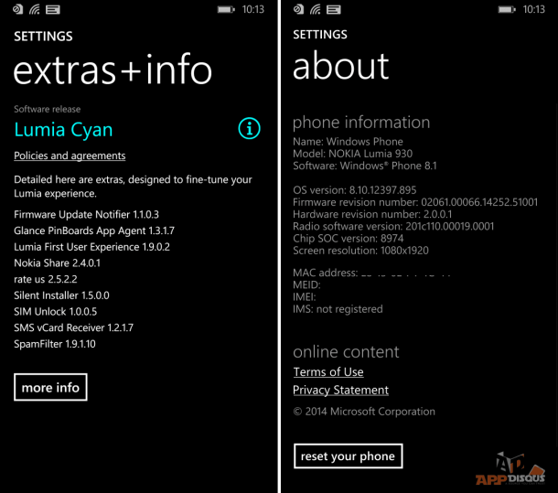 Windows phone 8.1 Lumia Cyan