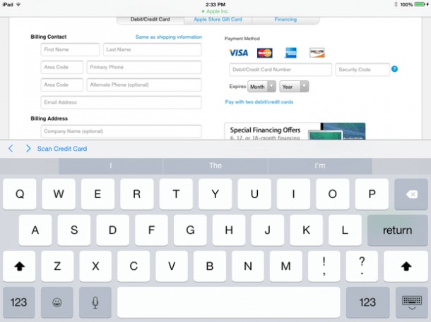 iOS8 Hidden Features - Credit Card Scan in Safari