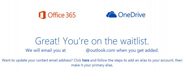 outlook confirn page