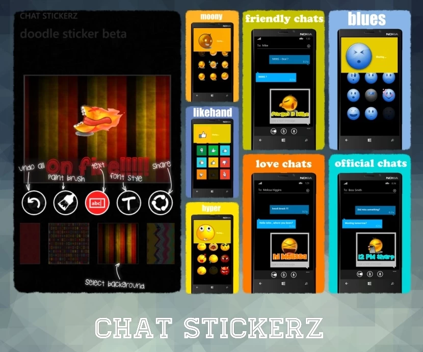 ChatStickerz | Windows Phone 8.1 | [ข่าว] Chat Stickerz ให้คุณออกแบบสติ๊กเกอร์ด้วยตัวเองเพื่อใช้ใน WhatsApp, Twitter และ Facebook