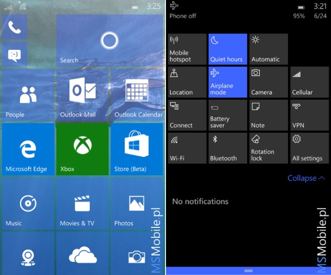 1 Windows 10 Mobile Build 10149 Ekran startowy centrum akcji | Build 10149 | ปรับใหม่อีกหน! ภาพสกรีนช็อต Windows 10 Mobile Build 10149 ล่าสุด ปรับหลายจุด เพิ่มฟังชั่นอีกหลายอย่าง