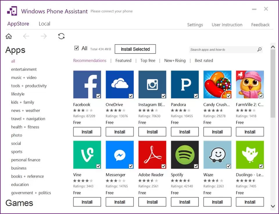 แจกโปรแกรม Windows Phone Assistant เครื่องมือดาวน์โหลดแอพฯ Windows Phone บน  Pc แล้วติดตั้งในสมาร์ทโฟน