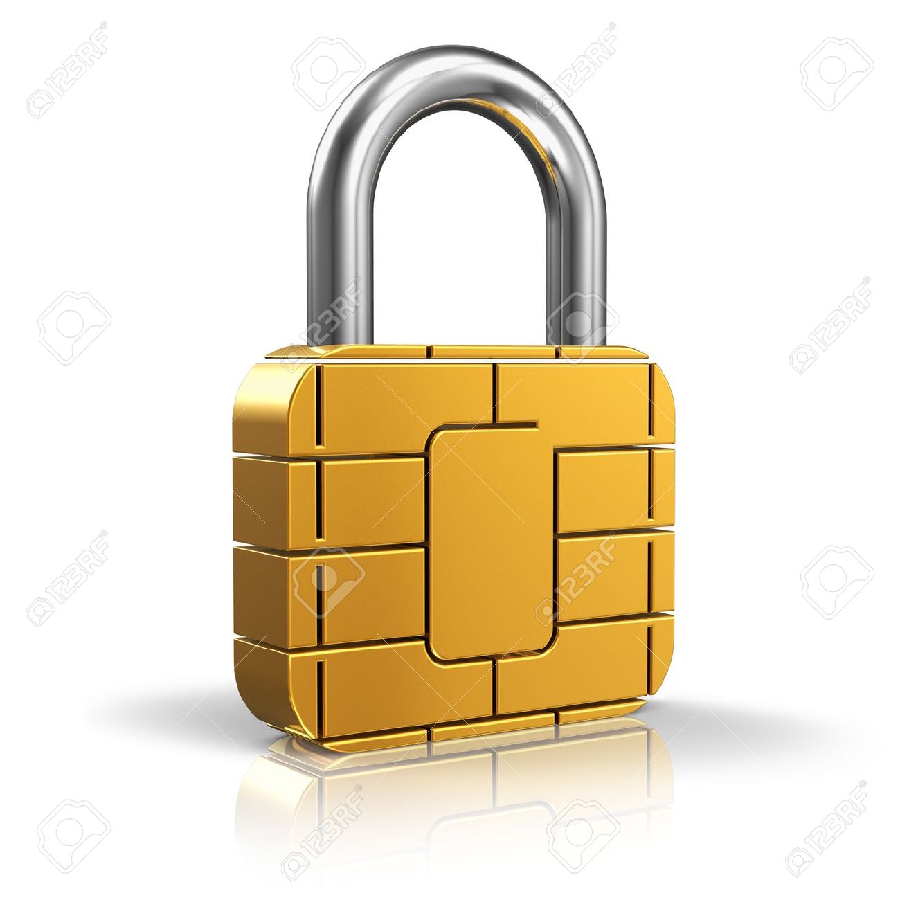 15494850 SIM card or credit card security concept golden padlock from card microchip isolated on white backgr Stock Photo | e-Sim Cards | Samsung และ Apple จับมือกับเครือข่ายมือถือพัฒนา Next-Gen SIM Card ให้เราสามารถเปลี่ยนค่ายมือถือได้เองในทันที