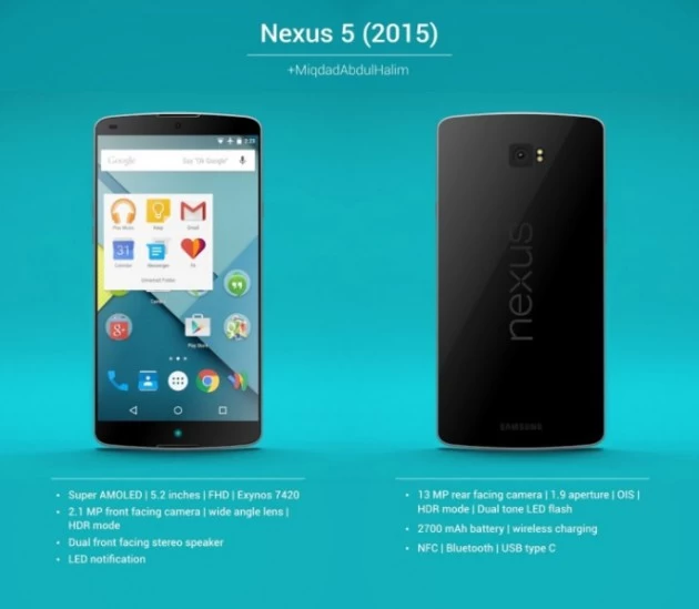 google nexus 5 2015 concept image | android M | ลือ Google ร่วมทีมกับ Huawei พัฒนาอุปกรณ์ Nexus ตัวใหม่ลงสู่ตลาด