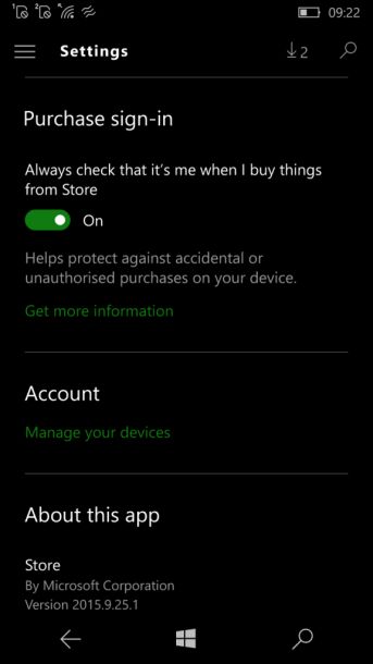 Windows 10 mobile store update