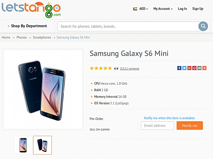 gsmarena 0017 | LetsTango | Samsung Galaxy S6 Mini หน้าจอ 4.6 นิ้ว โผล่วางขายออนไลน์ผ่าน LetsTango