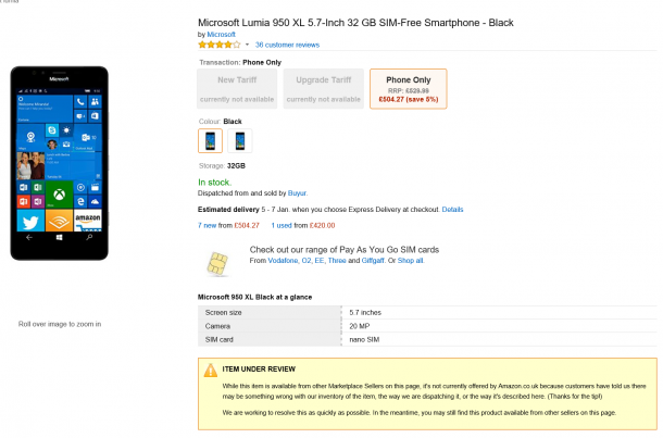 Lumia 950 gone missing