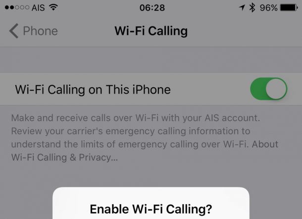 Enabling AIS WiFi Call