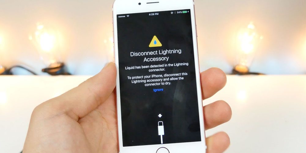 water | Water damaged | ตรวจพบฟีเจอร์ใหม่ใน iOS 10 แจ้งเตือนผู้ใช้เมื่อมีของเหลวในพอร์ต Lightning