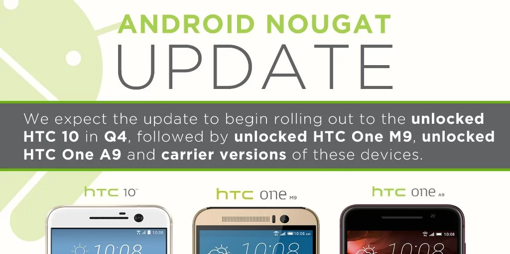 CqpzUCIXgAQSkQQ | Android 7.0 Nougat | HTC 10 เตรียมรับ Android 7.0 Nougat ก่อนสิ้นปี ส่วน M9 และ A9 ขอเวลาอีกไม่นาน