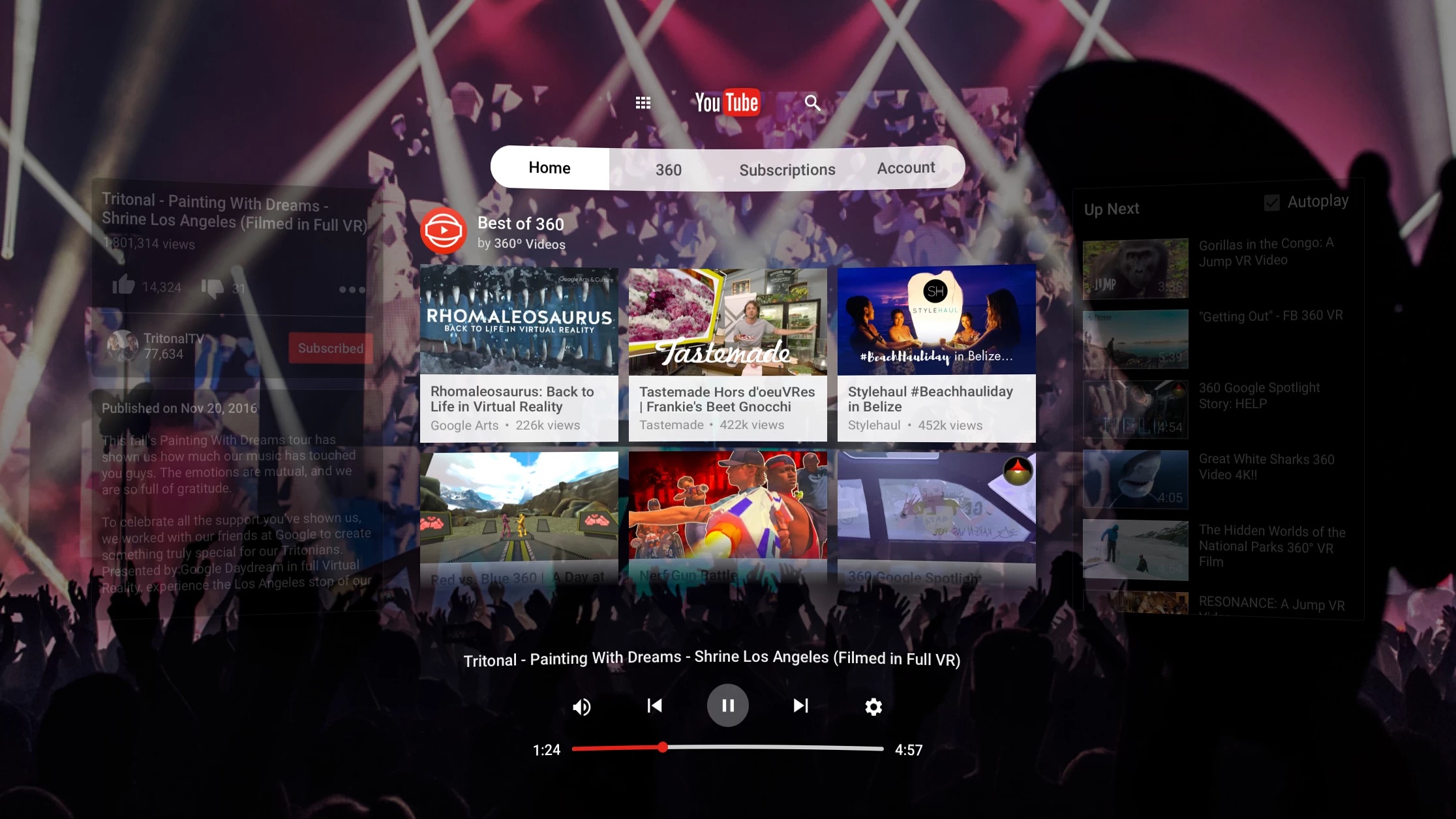 YTVR Watch Spherical Browse.0 | Play Store | Google ปล่อยแอพใหม่ YouTube VR ต้อนรับการวางขายของ Daydream View