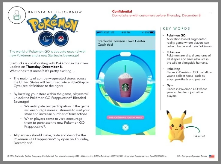 1 | โปเกมอน | เอกสารสตาร์บัคหลุด! Pokemon GO จะอัพเดทเพิ่มตัวใหม่ในสัปดาห์นี้ อาจจะมีมากถึง 100 ตัว!