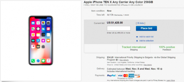 iPhone X Ebay price 2