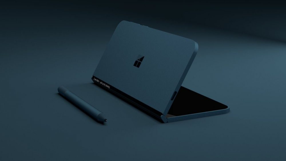 ภาพเรนเดอร์สามมิติแท็บเล็ตพับได้ตัวใหม่ จากสิทธิบัตรของ Microsoft