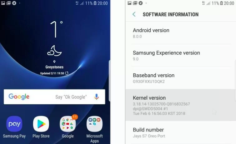 Samsung Galaxy S7 Edge Android 8.0 Oreo