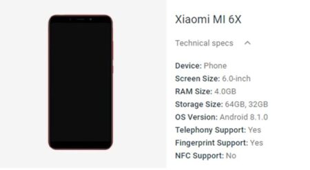 หลุดข้อมูล Xiaomi Mi 6X อย่างเป็นทางการจาก Android.com