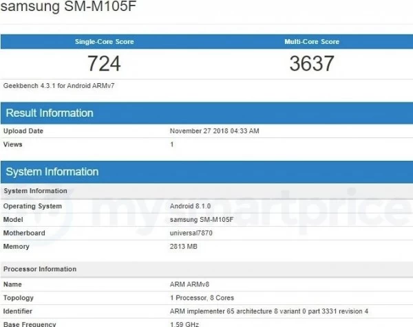 galaxy M10 | Samsung Galaxy M10 | พบข้อมูล Samsung Galaxy M10 ที่มาพร้อมชิป Exynos 7870 และแรม 3GB