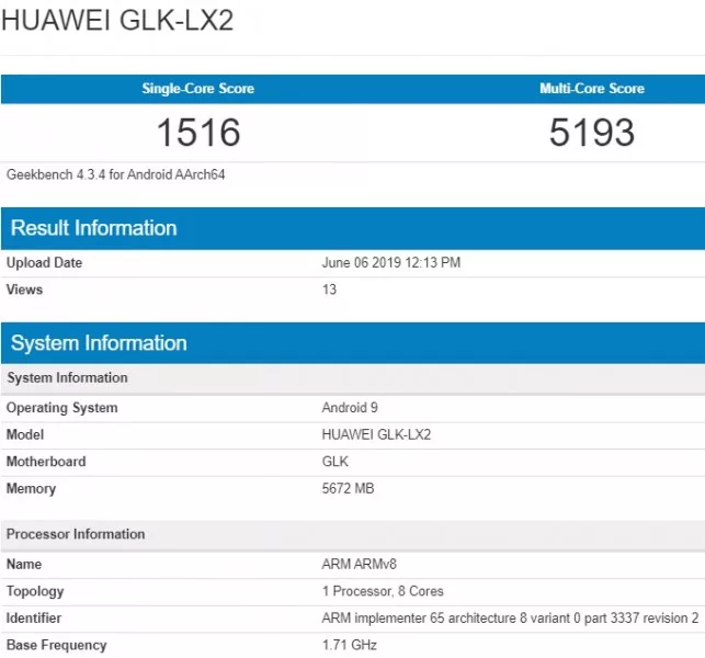 huawei nova 5i | Huawei nova 5i | หลุดข้อมูล Geekbench ของ Huawei nova 5i ที่มาพร้อมแรม 6GB