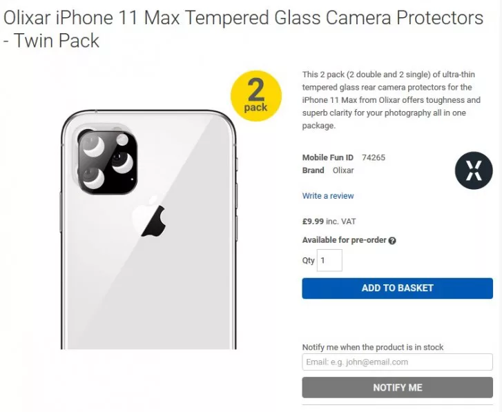 iphone s | iphone 2019 | หลุดข้อมูลแผ่นกันรอย iPhone 2019 ที่ยืนยันว่าจะมาพร้อมกล้อง 3 เลนส์ขนาดใหญ่