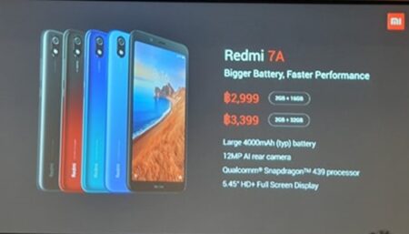 เปิดตัว Redmi 7A ในราคาเริ่มต้นเพียง 2,999 บาทเท่านั้น !!