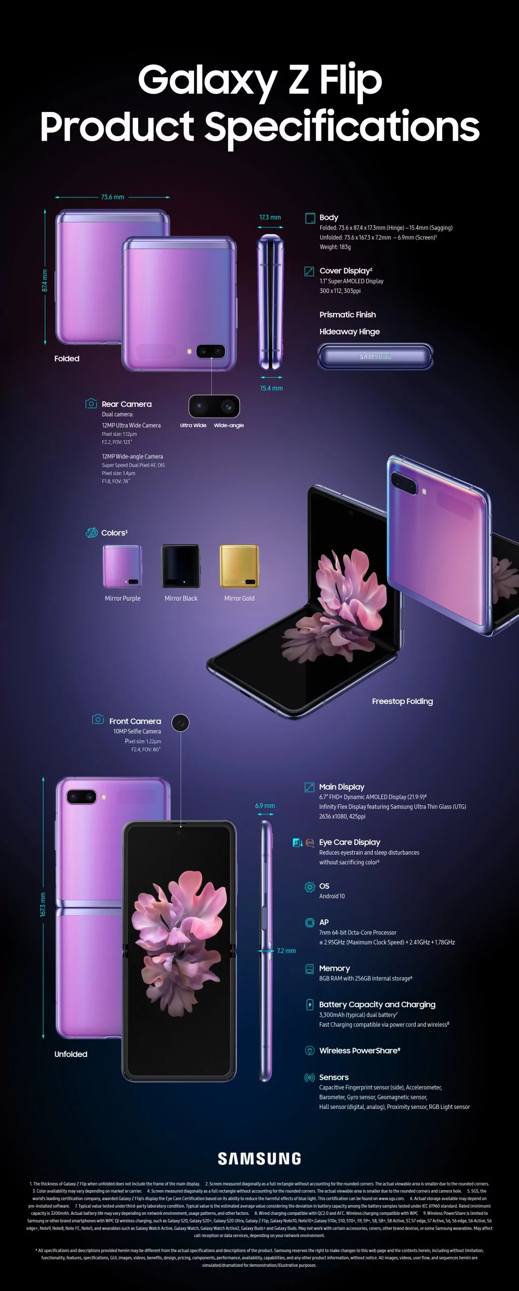 galaxyzflip product specifications scaled | Galaxy Fold | ซัมซุงเปิดตัว “Galaxy Z Flip” นวัตกรรมสมาร์ทโฟนพับจอได้โฉมใหม่