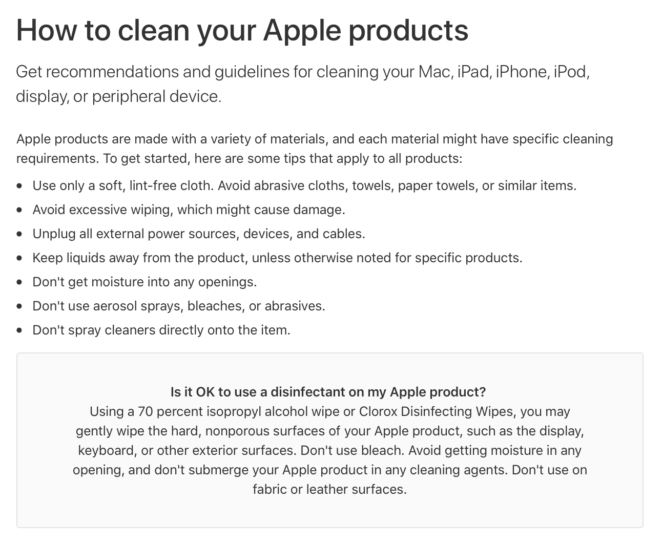 Screen Shot 2563 03 10 at 10.35.47 | apple | Apple ให้คำแนะนำเพิ่มสำหรับวิธีการทำความสะอาด iPhone ด้วยผ้าผสมน้ำยาฆ่าเชื้อ