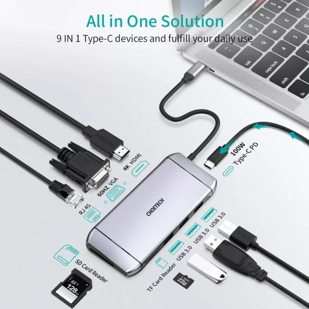 71C7BRvSXLL. AC SL1181 1800x1800 | 9-IN-1 | รีวิว CHOETECH HUB-M15 ตัวเชื่อม USB Type-C 9-in-1 ชั้นดี พอร์ตครบ ตัวเบา ราคาถูก